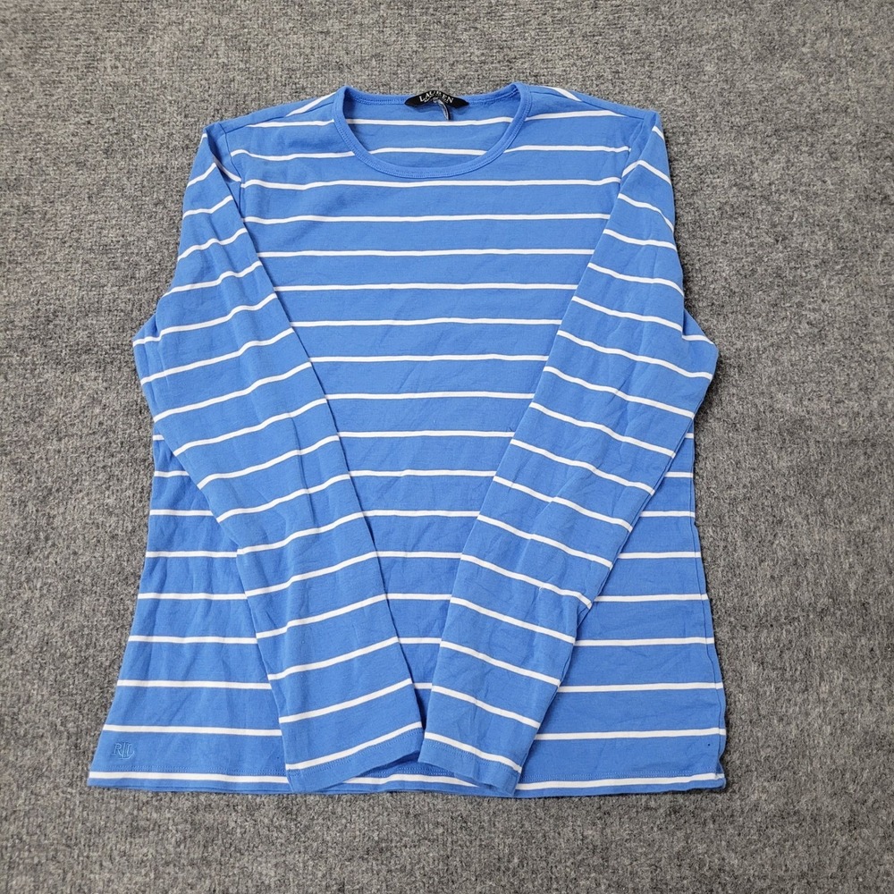 Lauren Ralph Lauren Shirt Womens Size S Blue White Striped Long Sleeve Crewneck